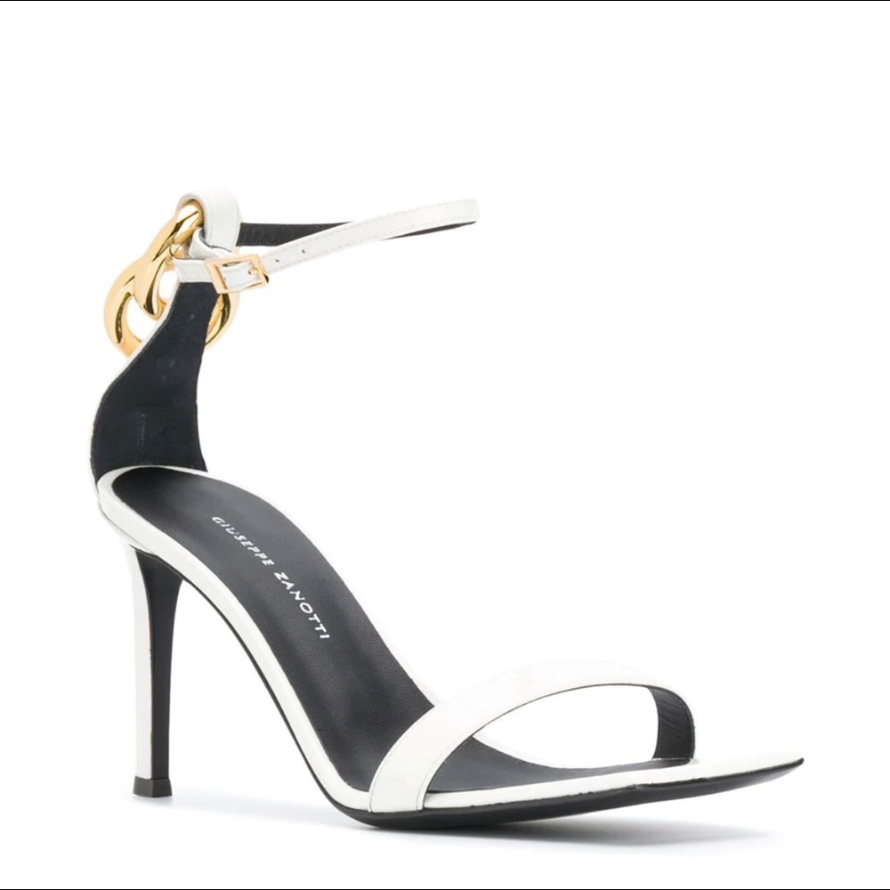 GIUSEPPE ZANOTTI SQUARE TOE HEEL SANDALS